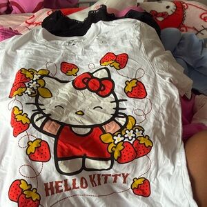 Hello Kitty White Tee with Red and Yellow Accents